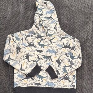 Gray and Blue Dinosaur Print Hoodie Sweatshirt